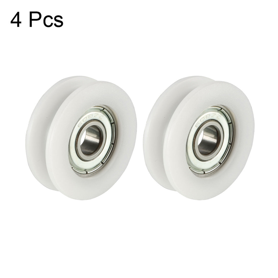 uxcell Uxcell 2.5mm Deep Metal V Groove Guide Bearing Pulley Rail Ball Wheel White 8x30x11mm 4pcs