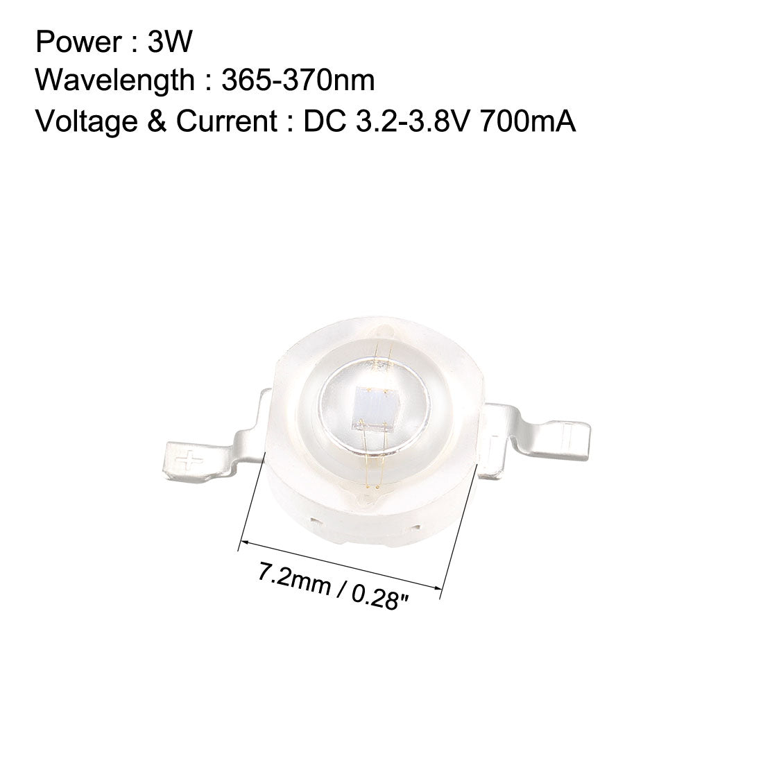 uxcell Uxcell 365-370nm UV LED Chip 3W Surface Mounted Devices COB Purple Light Emitting Diode