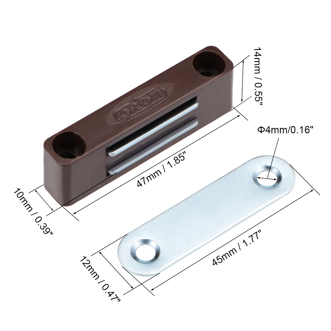 uxcell Uxcell Magnetic Latches Catch for Furniture Cabinet Door Closet Cupboard Brown 4pcs