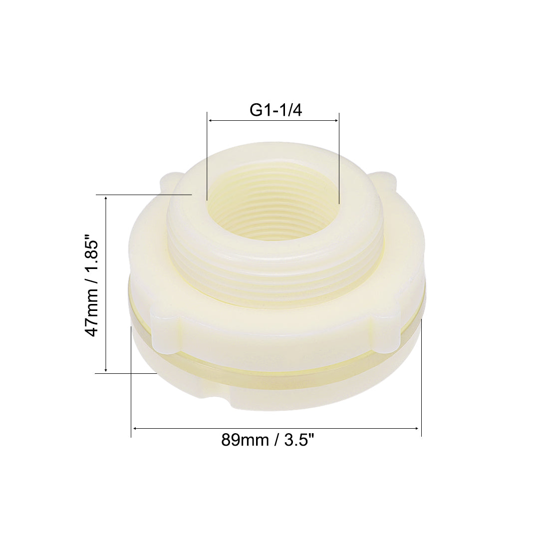 uxcell Uxcell ABS Bulkhead Tank Fitting Adapter for Rain Bucket Aquariums Water Tanks Ponds G1-1/4 Female 2Pcs