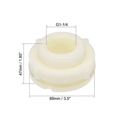 Harfington Uxcell ABS Bulkhead Tank Fitting Adapter for Rain Bucket Aquariums Water Tanks Ponds G1-1/4 Female 2Pcs