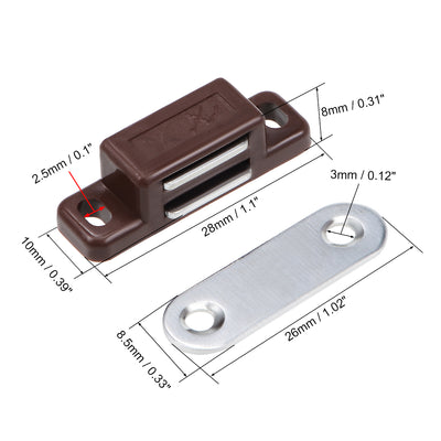 Harfington Uxcell Magnetic Latches Catch for Bathrooms Kitchen Cabinet Door Closet Brown 16pcs