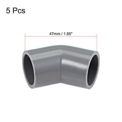 Harfington Uxcell PVC Pipe Fitting, 20mm Slip Socket, 45 Degree Elbow Connector Gray 5Pcs