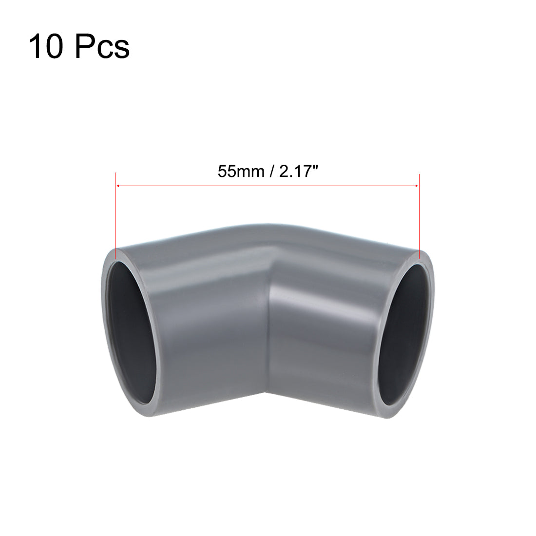 uxcell Uxcell PVC Pipe Fitting, 25mm Slip Socket, 45 Degree Elbow Connector Gray 10Pcs