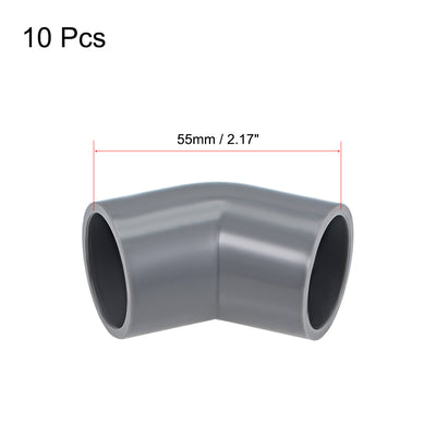 Harfington Uxcell PVC Pipe Fitting, 25mm Slip Socket, 45 Degree Elbow Connector Gray 10Pcs