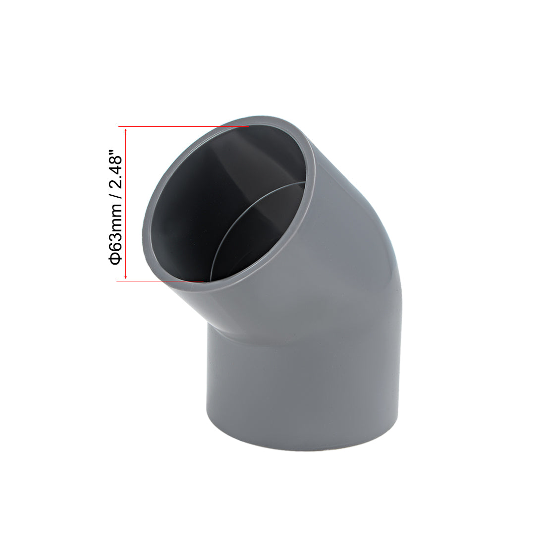 uxcell Uxcell PVC Pipe Fitting, 63mm Slip Socket, 45 Degree Elbow Connectors Gray