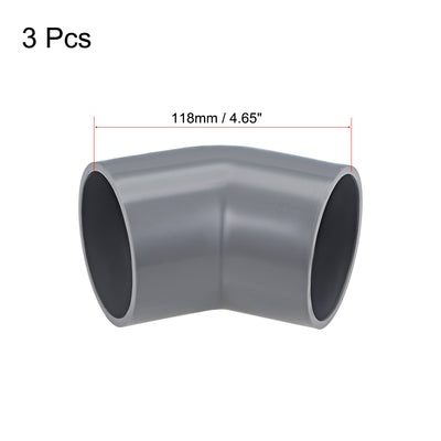 Harfington Uxcell PVC Pipe Fitting, 63mm Slip Socket, 45 Degree Elbow Connector Gray 3Pcs