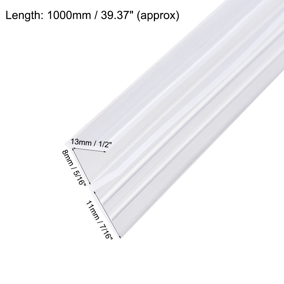 uxcell Uxcell Frameless Glass Shower Door Sweep - Door Bottom Side Seal Strip F-Type with 7/16"(11mm) Drip Rail - 5/16"(8mm) Glass x 39.37"(1000mm) Length