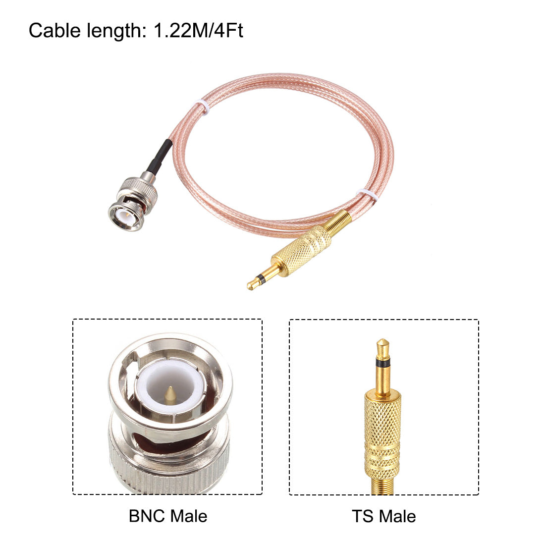 uxcell Uxcell BNC Male to 3.5mm 1/8inch Male Coaxial Power Audio Cable 1.22M/4Ft