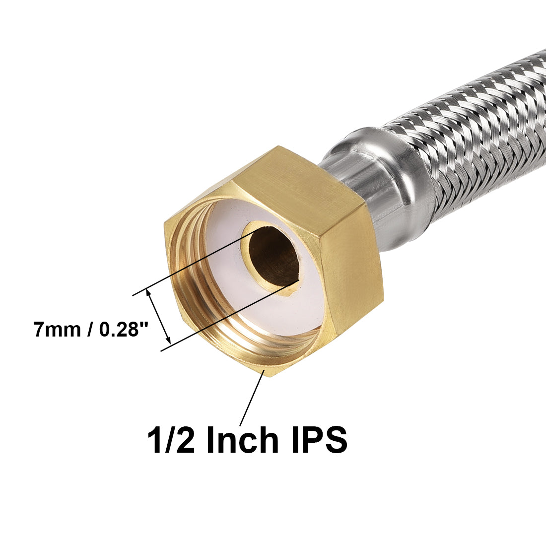 uxcell Uxcell Faucet Supply Line Connector 304 Stainless Steel Hose Brass Nut