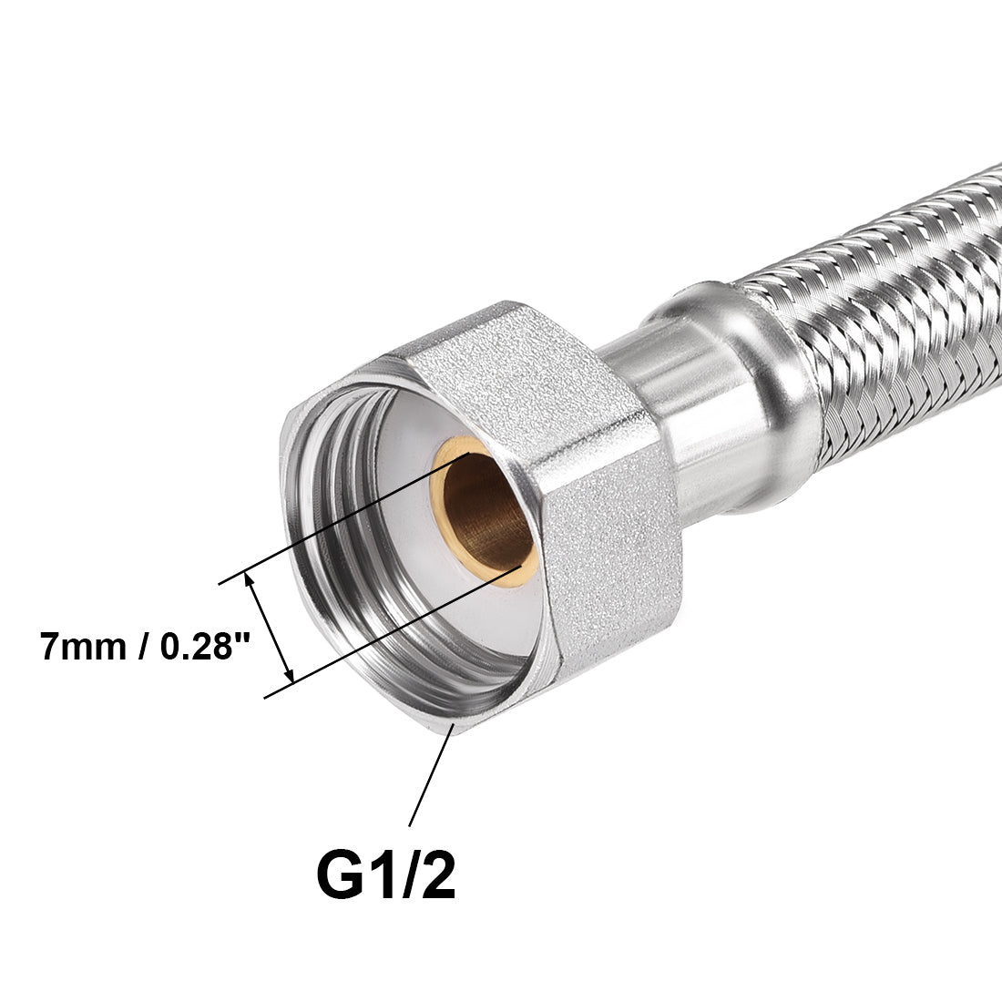 uxcell Uxcell Faucet Supply Line Connector G1/2 Female x G1/2 Male 24" Long SUS304 Hose 2Pcs