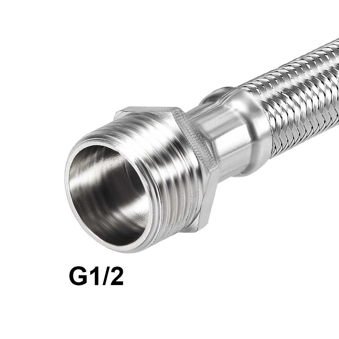 uxcell Uxcell Faucet Supply Line Connector G1/2 Female x G1/2 Male 24" Long SUS304 Hose 2Pcs