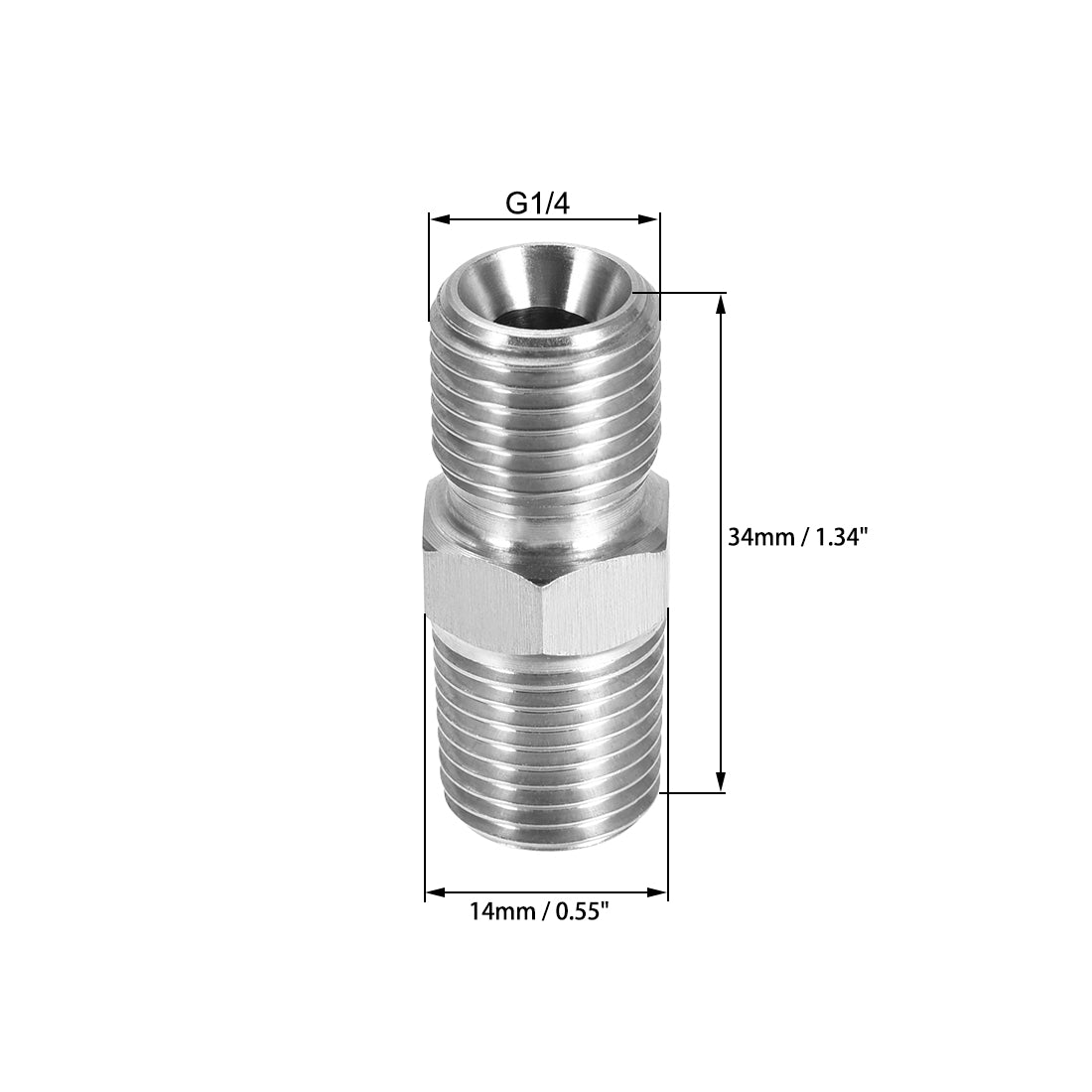 uxcell Uxcell Hex Nipple G1/4 Male x G1/4 Male 304 Stainless Steel Pipe Tube Fitting 4Pcs