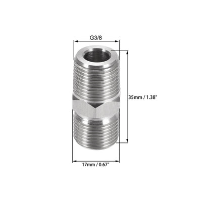 Harfington Uxcell Hex Nipple G3/8 Male x G3/8 Male 304 Stainless Steel Pipe Tube Fitting 4Pcs