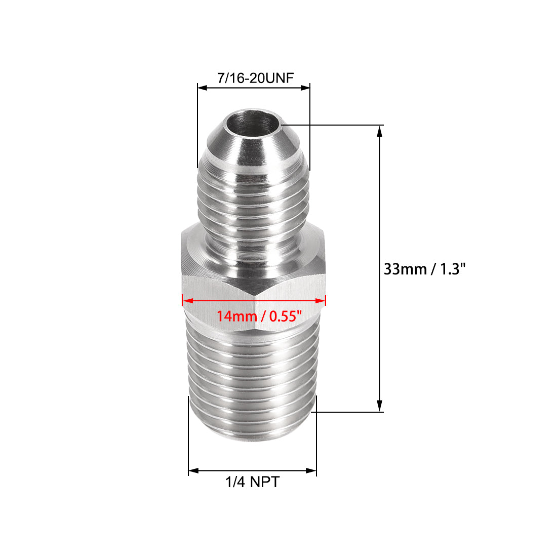 uxcell Uxcell Sechskant Nippel 304 Edelstahl Rohrverschraubung 1/4 NPT x 7 / 16-20UNF