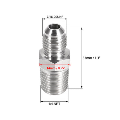 Harfington Uxcell Sechskant Nippel 304 Edelstahl Rohrverschraubung 1/4 NPT x 7 / 16-20UNF