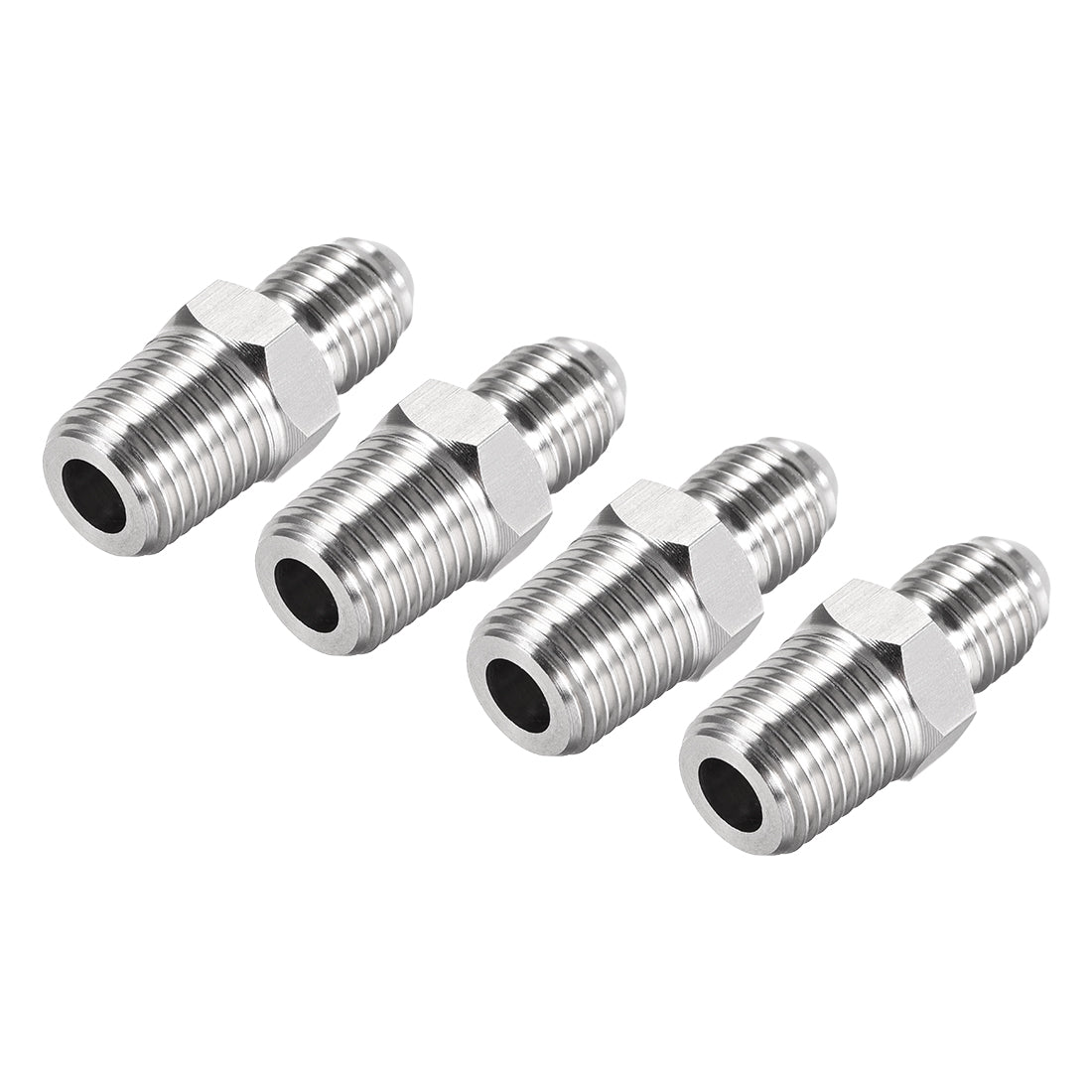 uxcell Uxcell Hex Nipple 1/4 NPT x 7/16-20UNF 304 Stainless Steel Pipe Tube Fitting 4Pcs