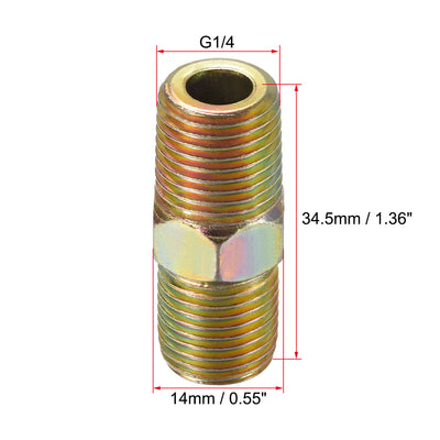 Harfington Uxcell Hex Nipple G1/4 Male x G1/4 Male Carbon Steel Pipe Tube Fitting 4Pcs