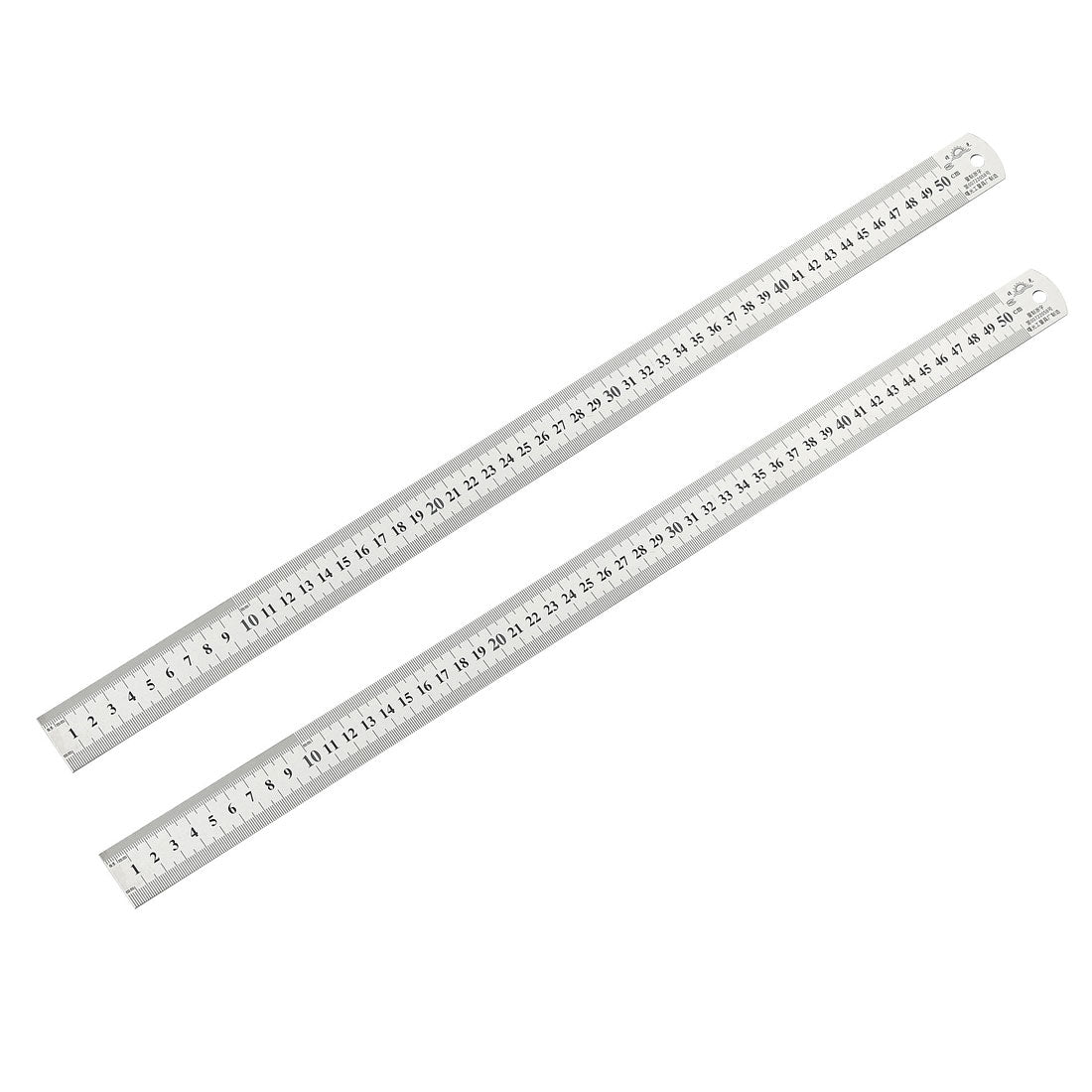 uxcell Uxcell Straight Ruler 500mm 20 Inch Metric Stainless Steel Measure Tool with Hanging Hole 2pcs