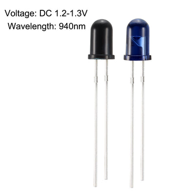 Harfington Uxcell 15pair 5mm 940nm LEDs Infrared Emitter and IR Receiver Diode DC 1.2V