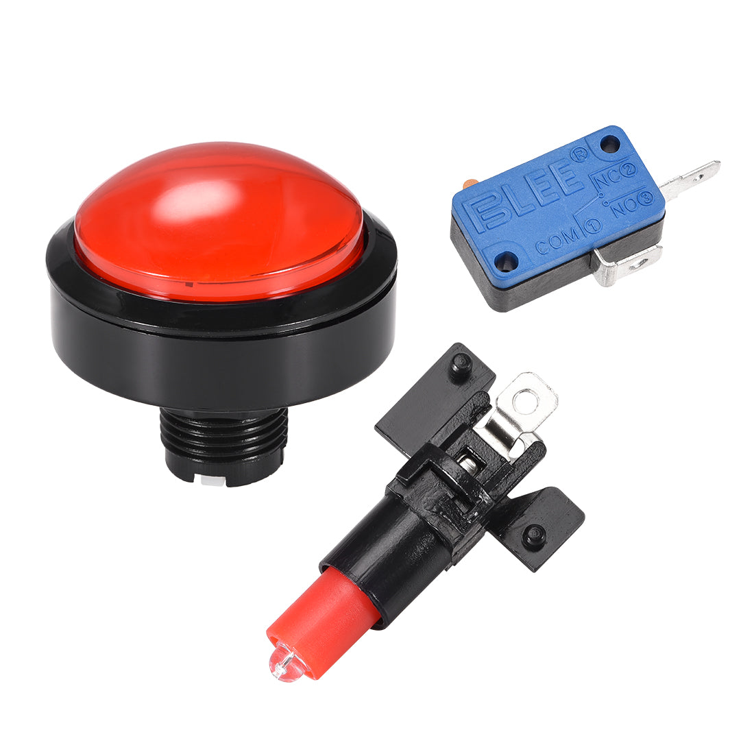 uxcell Uxcell Game Push Button 62mm Round 12V LED Illuminated Push Button Switch Red 2pcs