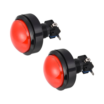 Harfington Uxcell Game Push Button 62mm Round 12V LED Illuminated Push Button Switch Red 2pcs