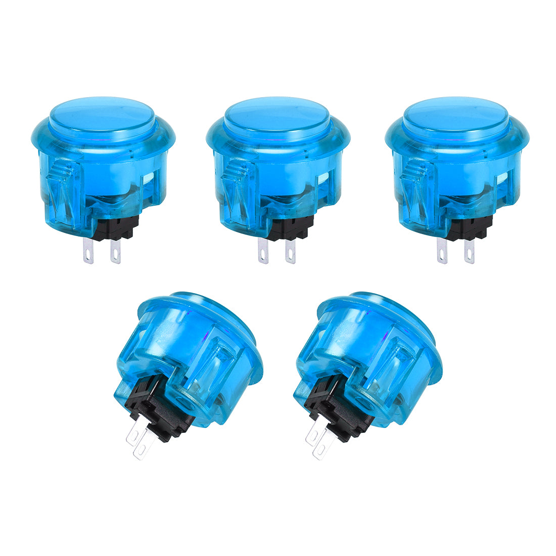 uxcell Uxcell 30mm Mounting Momentary Game Push Button for Video Games Blue 5pcs