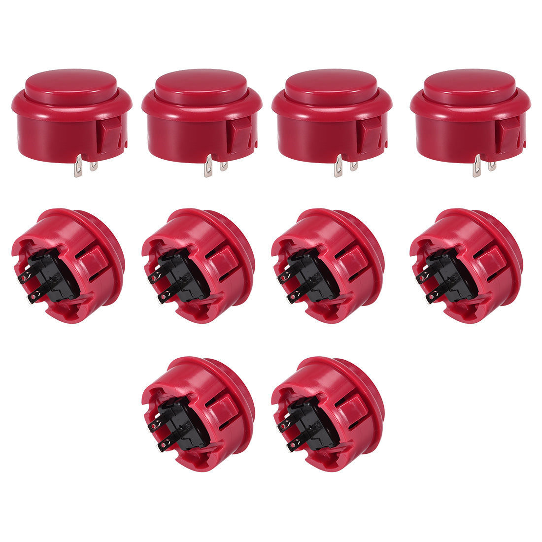 uxcell Uxcell 30mm Mounting Hole Momentary Game Push Button Switch  for Arcade Video Games Red 10pcs