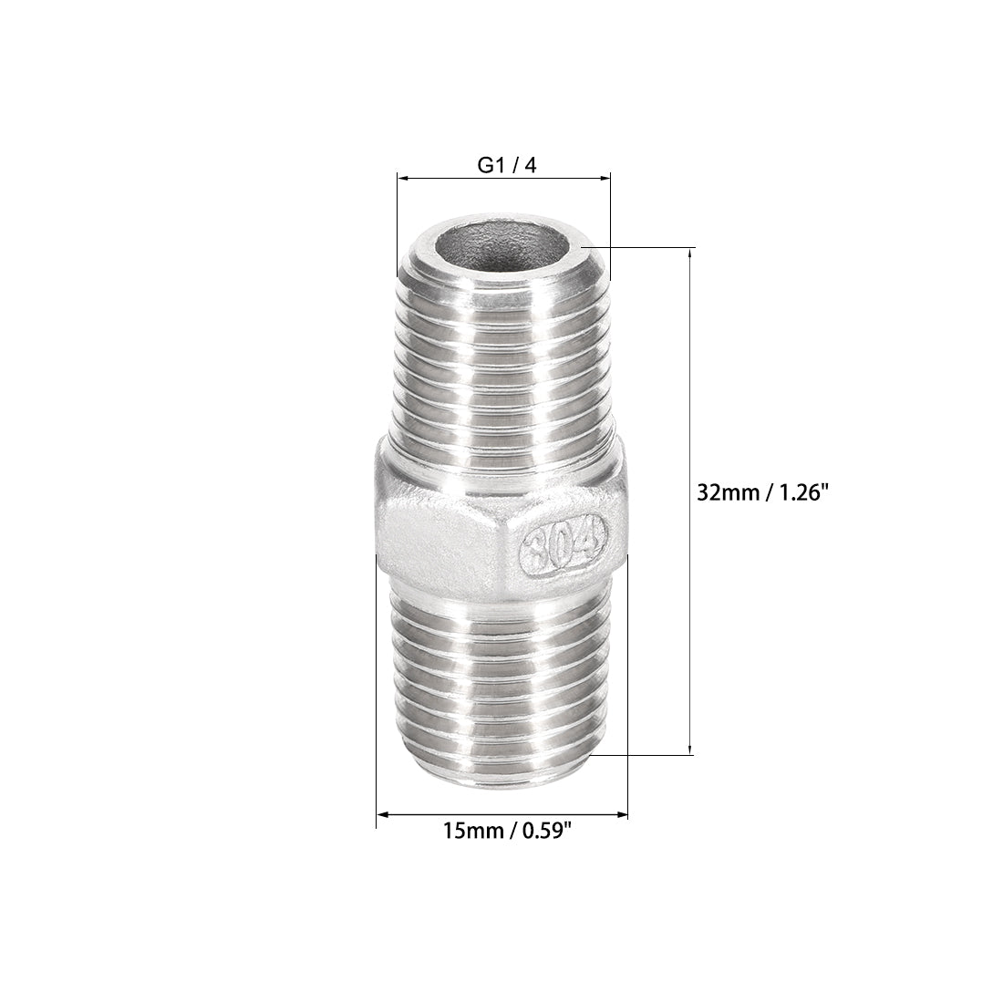 uxcell Uxcell Stainless Steel 304 Cast Pipe Fittings Coupling 1/4 x 1/4 G Male