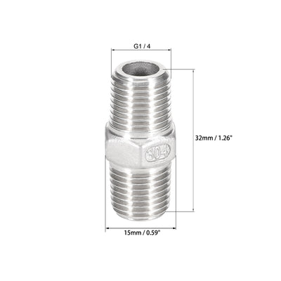 Harfington Uxcell Stainless Steel 304 Cast Pipe Fittings Coupling 1/4 x 1/4 G Male