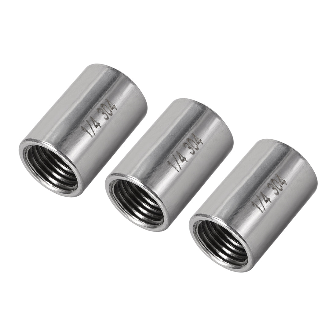 uxcell Uxcell Stainless Steel 304 Cast Pipe Fittings Coupling Fitting 1/4 x 1/4 G Female 3pcs