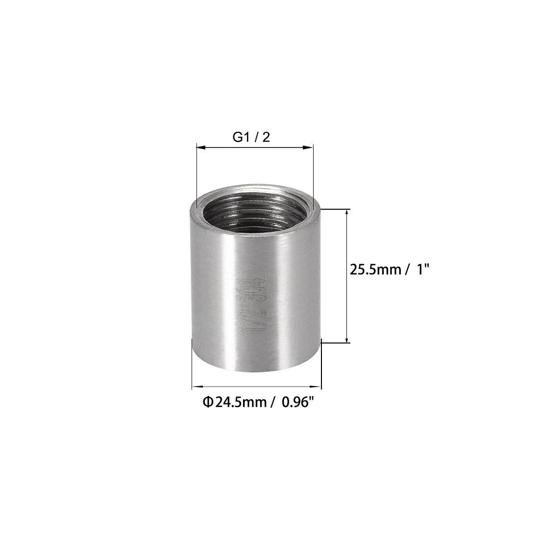 uxcell Uxcell rostfreier Stahl 304 Gussrohr Rohrverschraubung Kupplung G Innengewinde G1 / 2 x G1 / 2 (2 Stück)