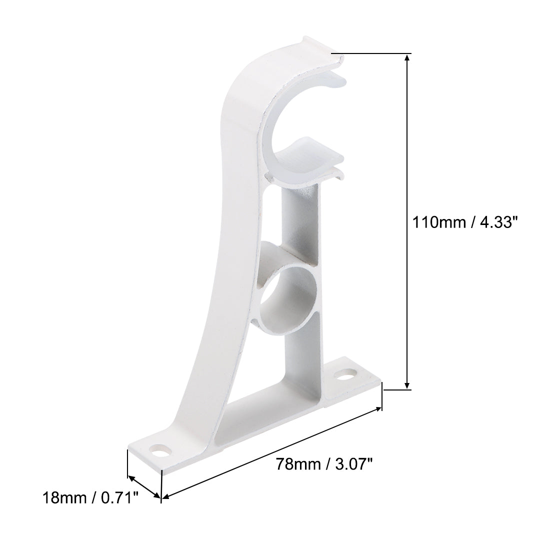 uxcell Uxcell Curtain Rod Bracket Aluminum Alloy Single Holder Support for 25mm Drapery Rod 110 x 78 x 18mm White 2Pcs