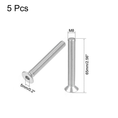 Harfington Uxcell Flat Head Screws Inner Hex Screw 304 Stainless Steel Fasteners Bolts 5pcs