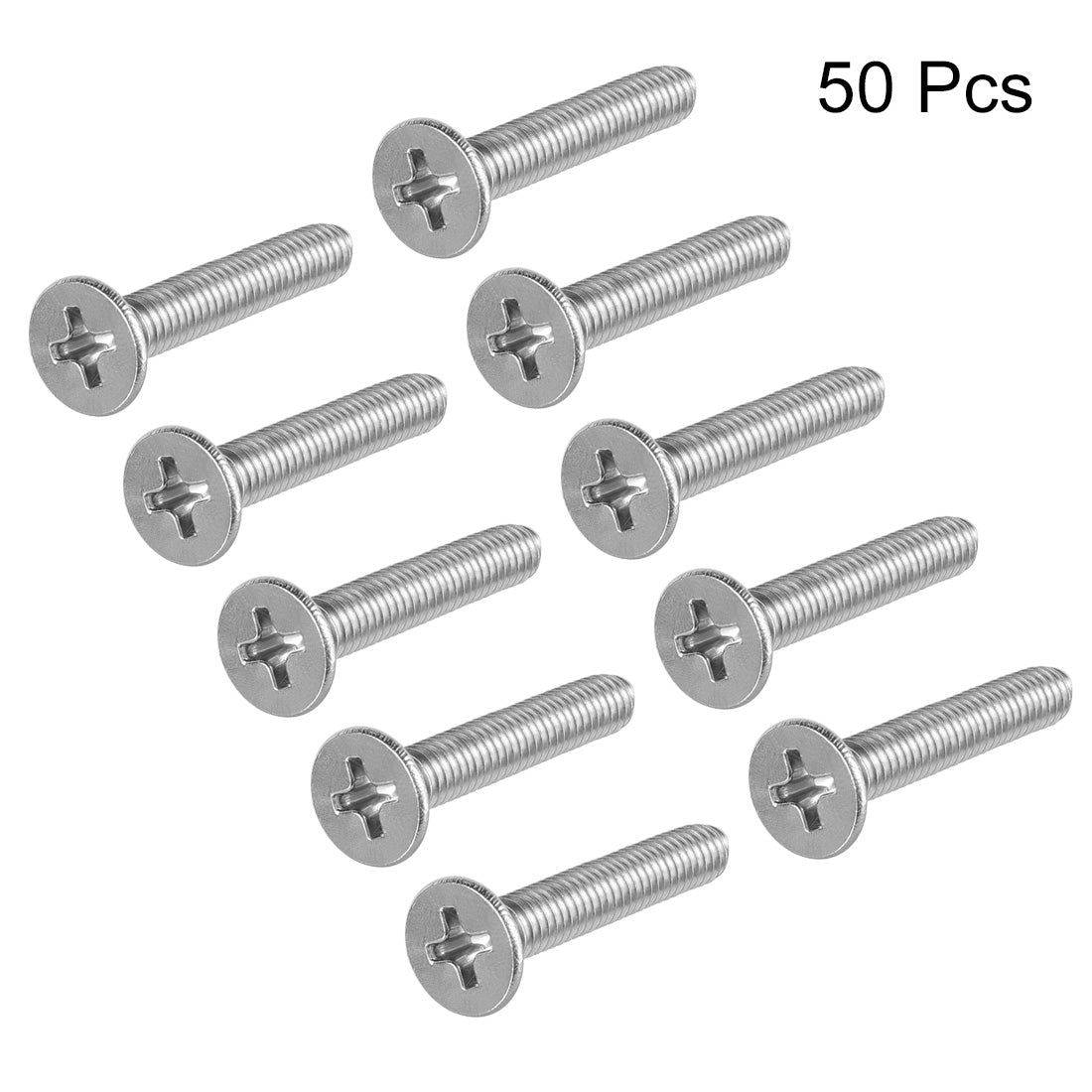 uxcell Uxcell M4x20mm Flat Head Machine Screws Phillips Cross Screw 304 Stainless Steel Fasteners Bolts 50Pcs