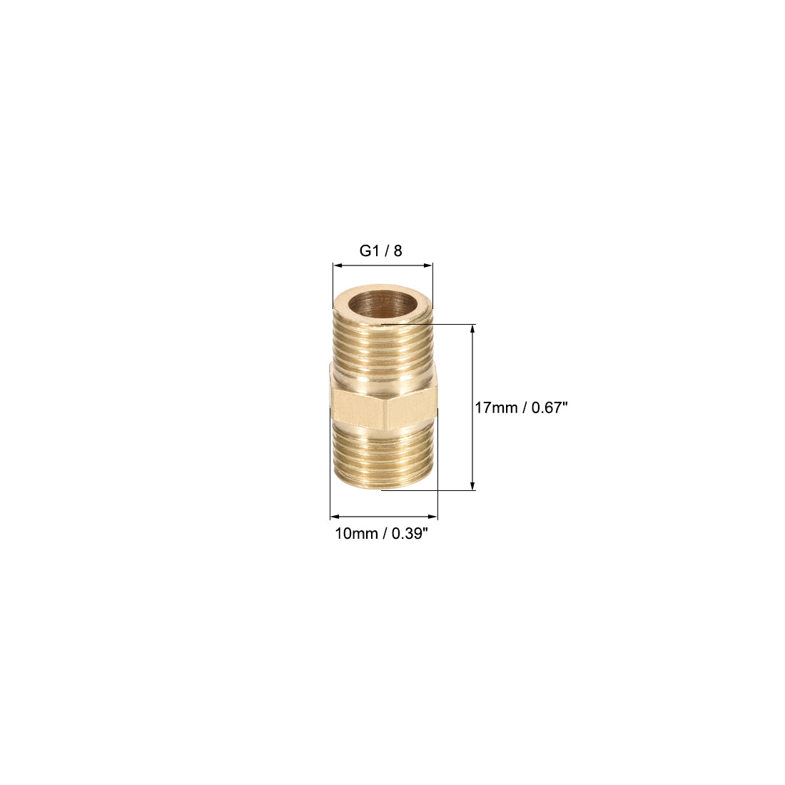 uxcell Uxcell Brass Pipe Fitting Connector Straight Hex Nipple Coupler 1/8 x 1/8 G Male Thread Hose Fittings Gold Tone 4pcs