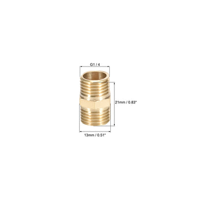 Harfington Uxcell Brass Pipe Fitting Connector Straight Hex Nipple Coupler 1/4 x 1/4 G Male Thread Hose Fittings Gold Tone 6pcs