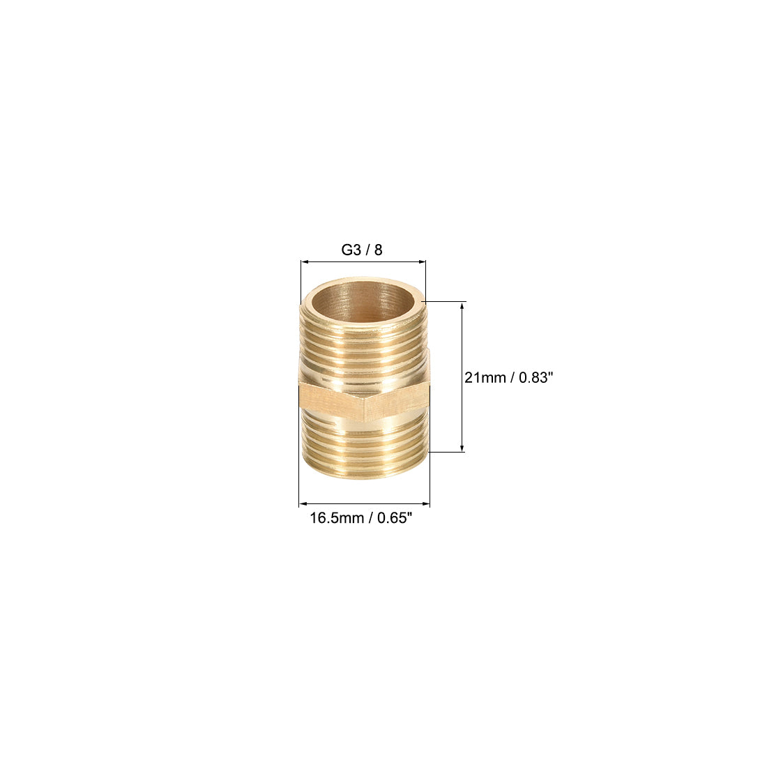 uxcell Uxcell Messing Rohrverbindungsstück Gerade Sechskant Kupplung Schlauchanschlüsse Außengewinde Gold G3 / 8 x G3 / 8 (2 Stück)