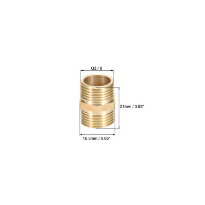 Harfington Uxcell Brass Pipe Fitting Connector Straight Hex Nipple Coupler 3/8 x 3/8 G Male Thread Hose Fittings Gold Tone 6pcs