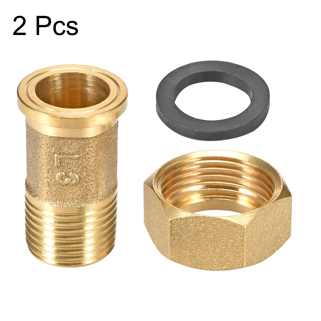 uxcell Uxcell Brass Pipe Fitting, Hex Nipple, G1/2 Male x G3/4 Female Thread Connector Water Meter Coupling 48mm Length 2Pcs