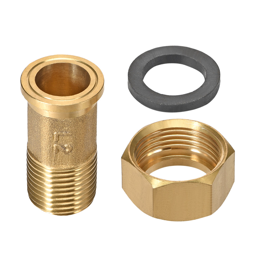 uxcell Uxcell Brass Pipe Fitting, Hex Nipple, G1/2 Male x G3/4 Female Threaded Connector Water Meter Coupling 53mm Length