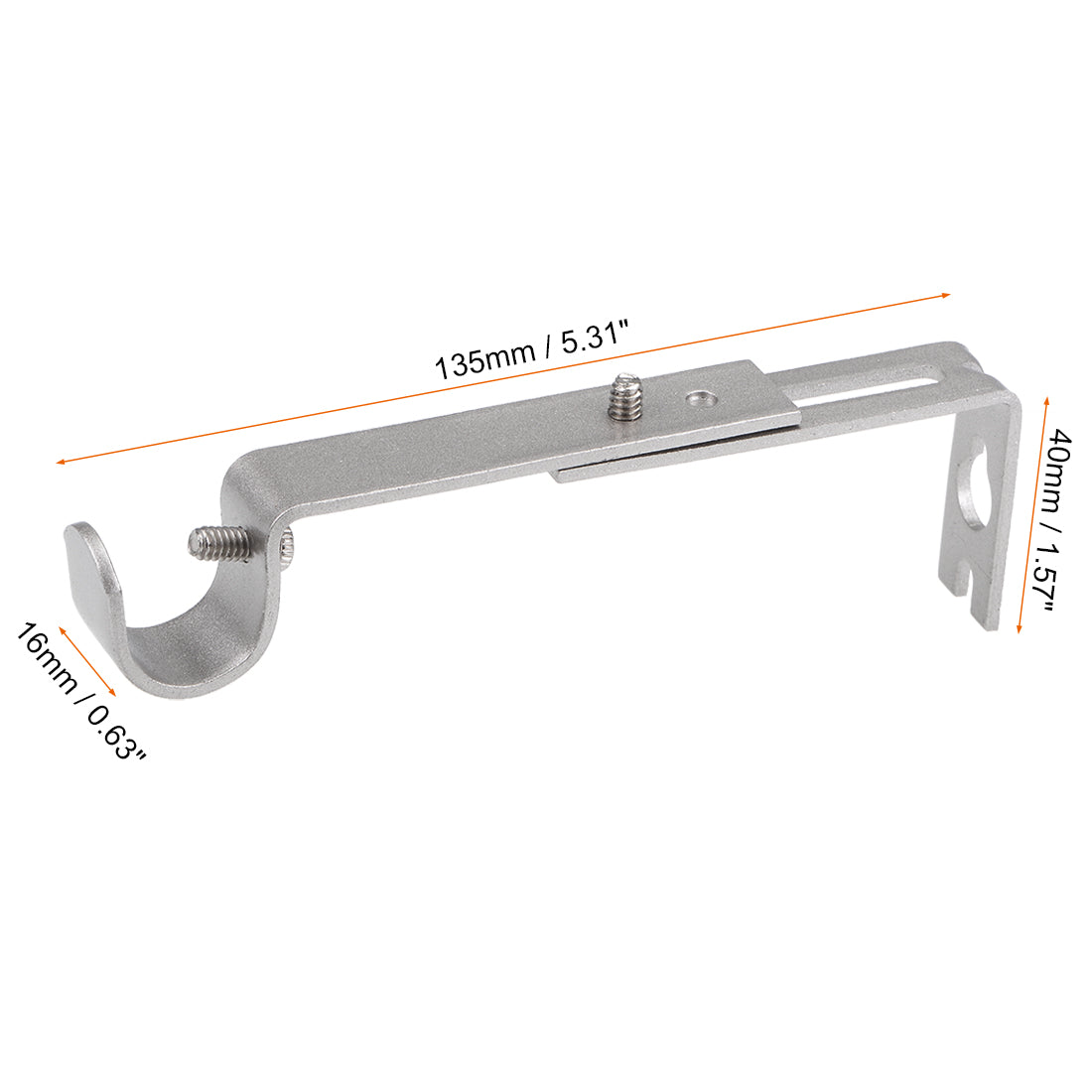 uxcell Uxcell Curtain Rod Bracket Iron Single Holder Support for 20mm Drapery Rod, 100 x 40 x 16mm Silver Tone