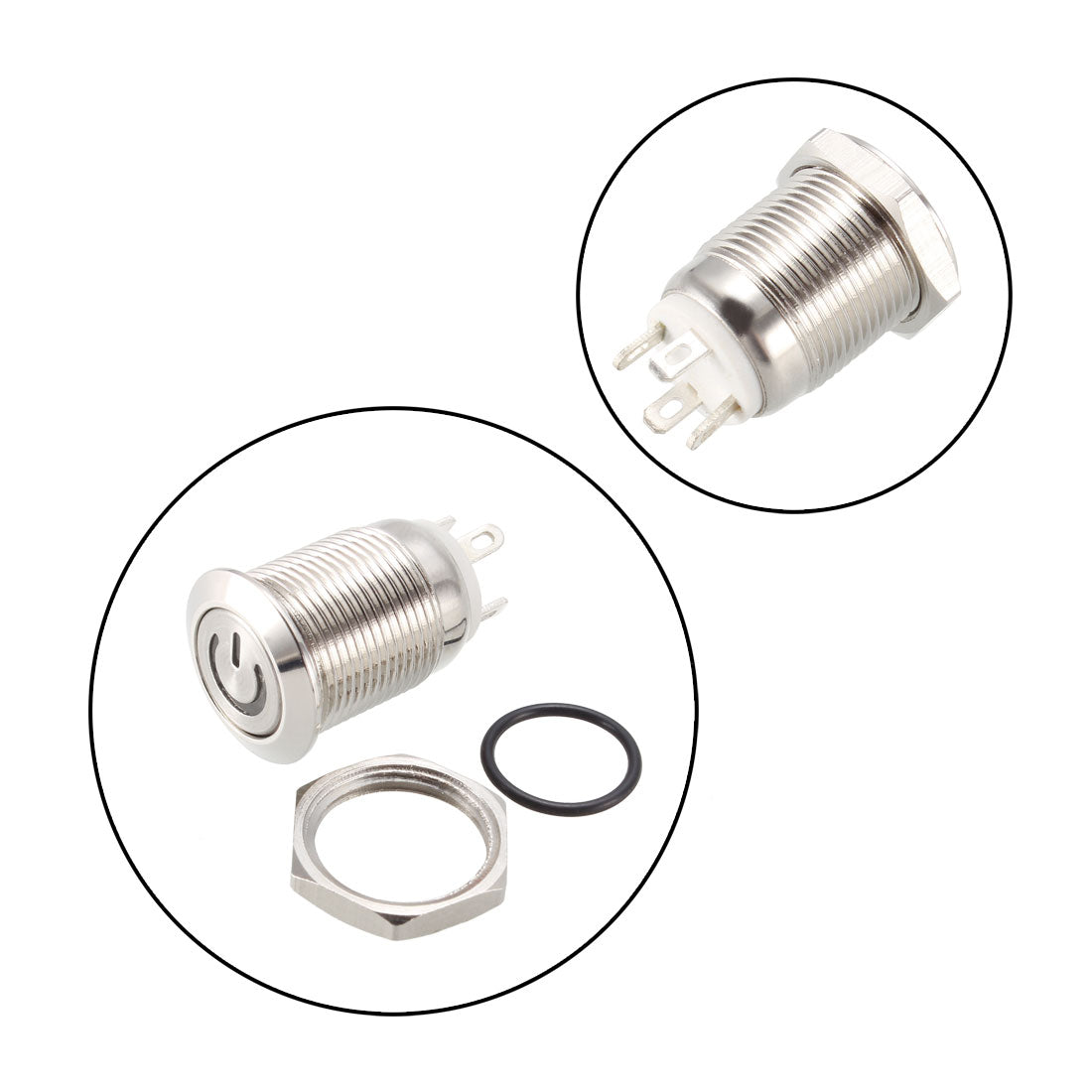 uxcell Uxcell Momentary Metal Push Button Switch Flat Head 12mm Mounting Dia 1NO 3-6V LED Light