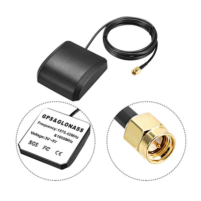 Harfington Uxcell GPS Active Antenna SMA Male Plug 42dB Magnetic Mount 3 Meters Wire L