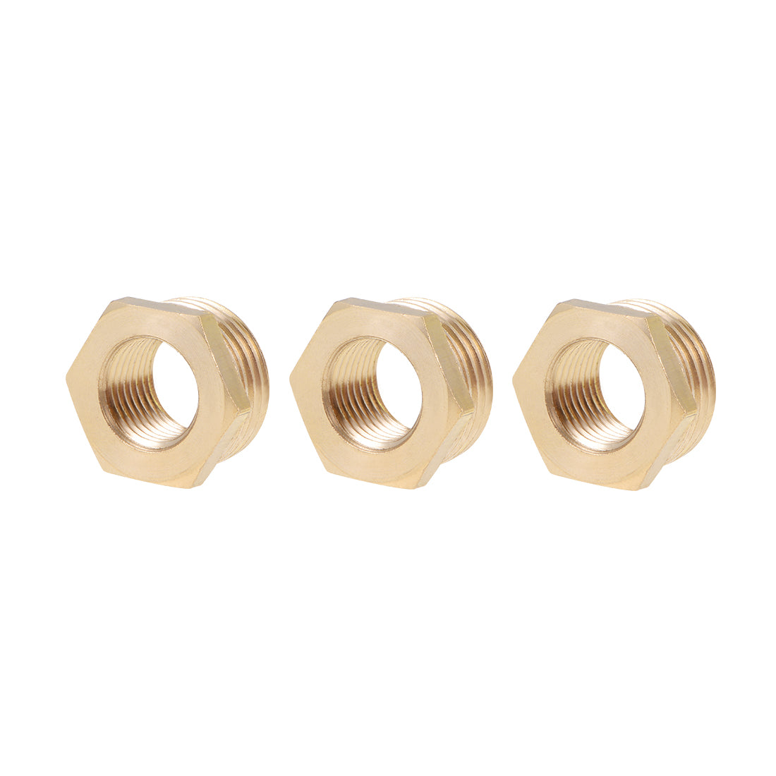 uxcell Uxcell Brass Threaded Pipe Fitting G1/2 Male x G1/4 Female Hex Bushing Adapter 3pcs