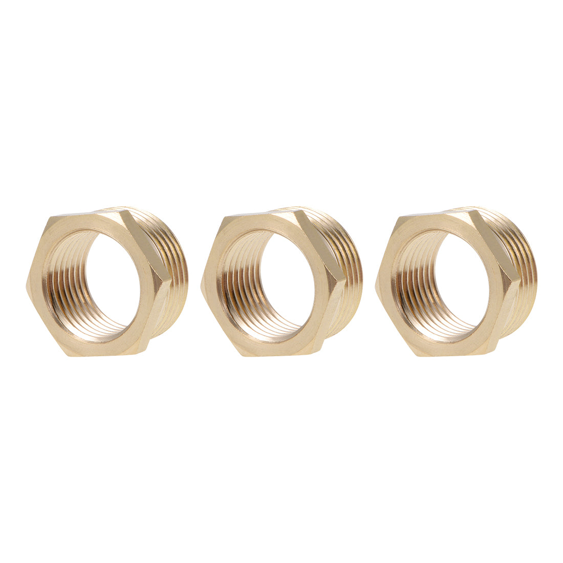 uxcell Uxcell Brass Threaded Pipe Fitting G3/4 Male x G1/2 Female Hex Bushing Adapter 3pcs