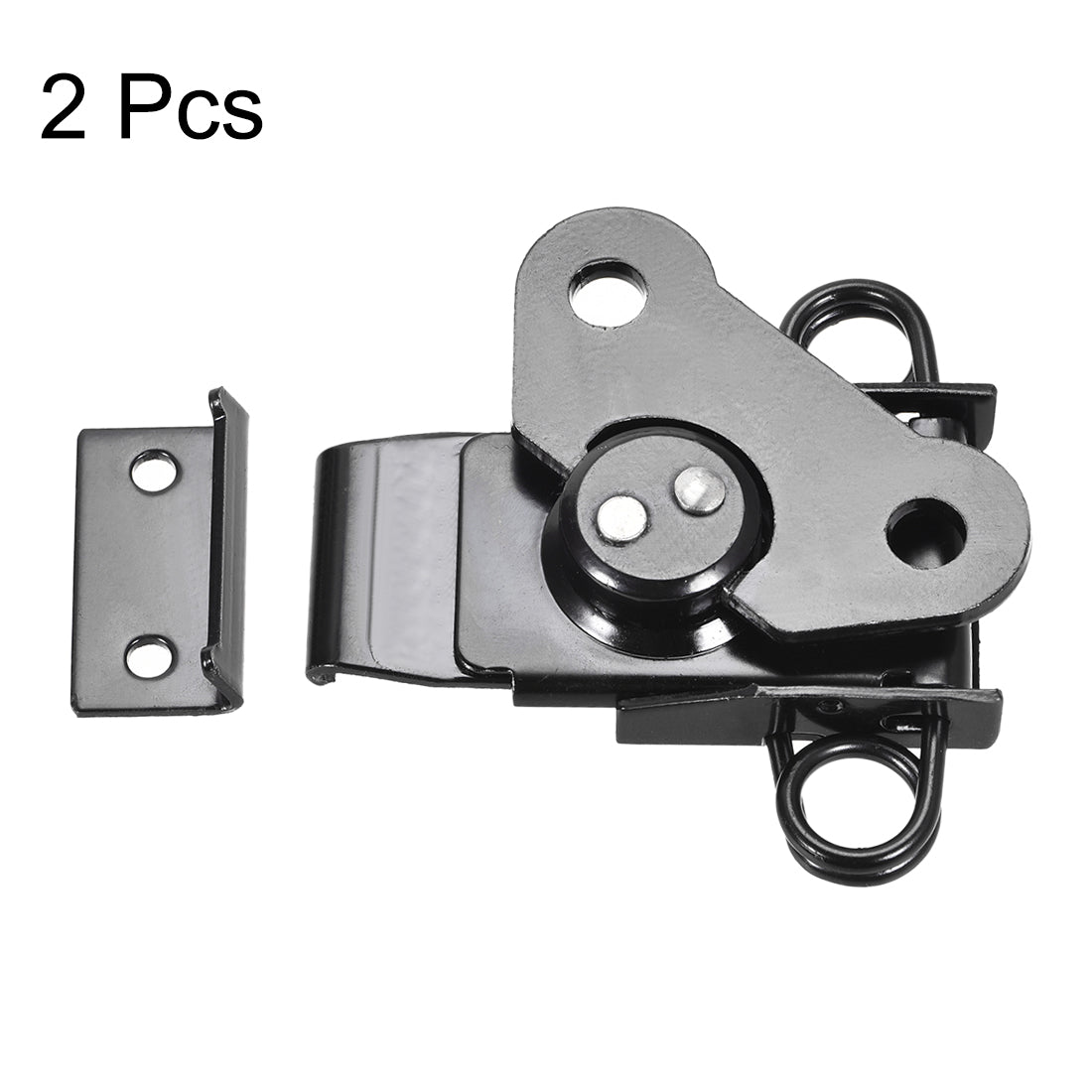 uxcell Uxcell 2.24-inch Iron Spring Loaded Butterfly Twist Latch Keeper Toggle Clamp - 2 Pcs (Black)