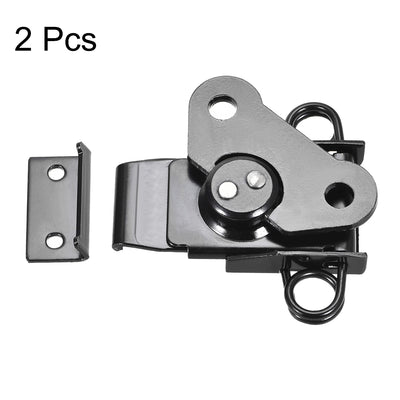 Harfington Uxcell 2.24-inch Iron Spring Loaded Butterfly Twist Latch Keeper Toggle Clamp - 2 Pcs (Black)