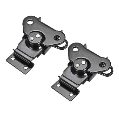 Harfington Uxcell 2.24-inch Iron Spring Loaded Butterfly Twist Latch Keeper Toggle Clamp - 2 Pcs (Black)