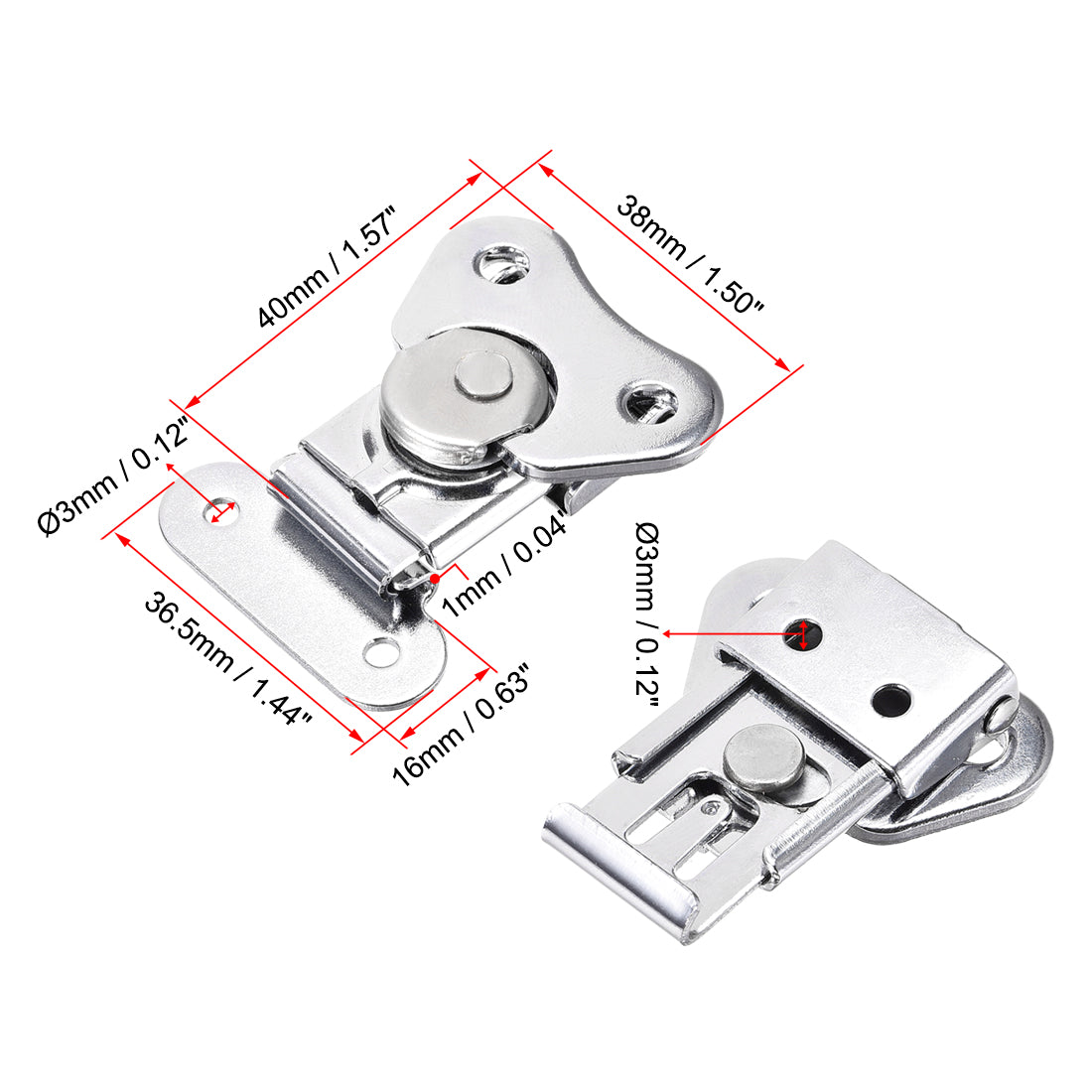 uxcell Uxcell 1.57-inch Iron Butterfly Twist Latch Keeper Toggle Clamp (Silver)